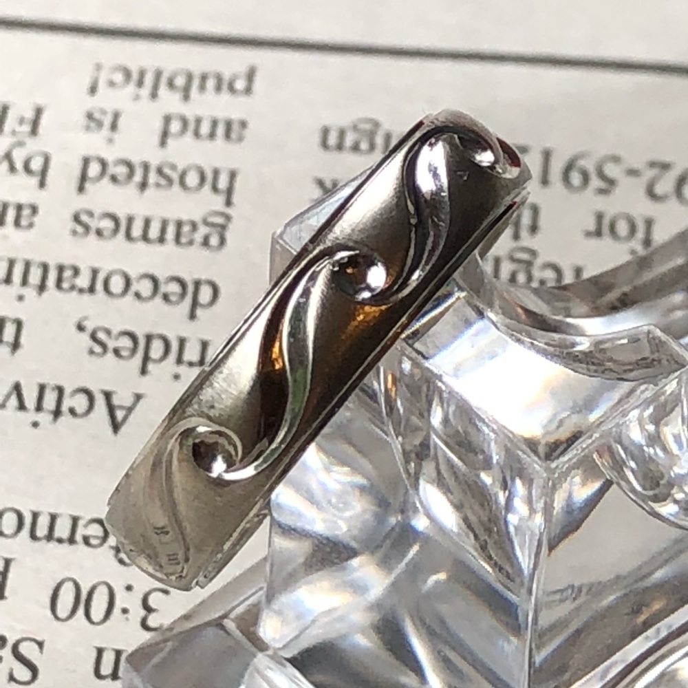 🌟SOLD!🌟 14KT White Gold Art Carved Ring 13.5 - Picture 5 of 7